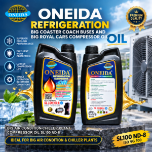 Oneida SL100 ND-8 Refrigeration and Air Conditioning Chiller Plant Compressor Oil | 134a Compatible Synthetic Lubricant | 1-Liter Packing