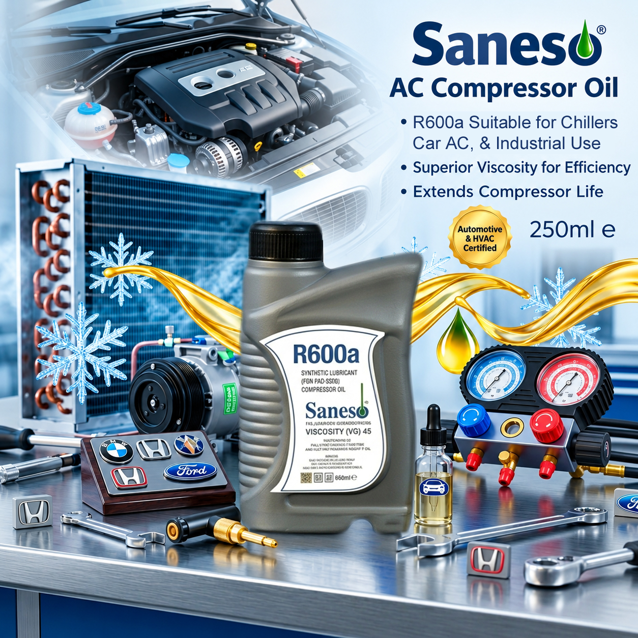 ONEIDA Saneso R600a Synthetic Compressor Oil (250ml)